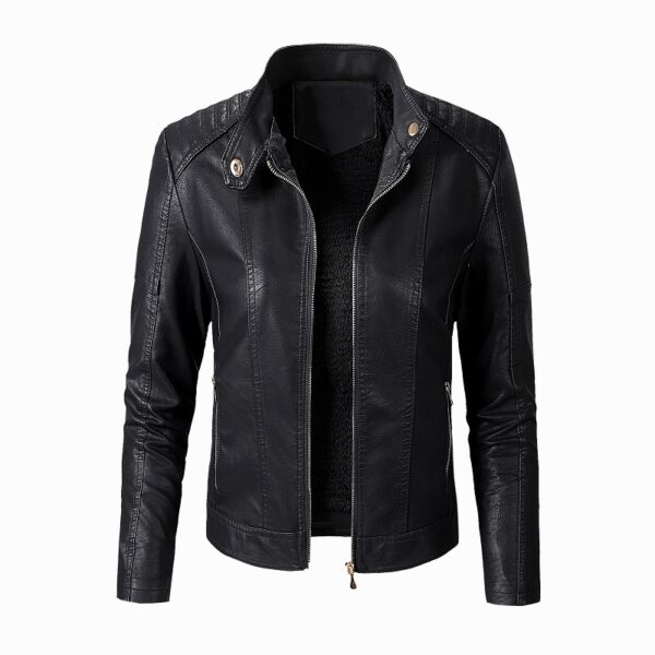 New Women's Leather Jackets Plus Velvet Jackets Fashion PU Ladies Leather Jackets - Image 5