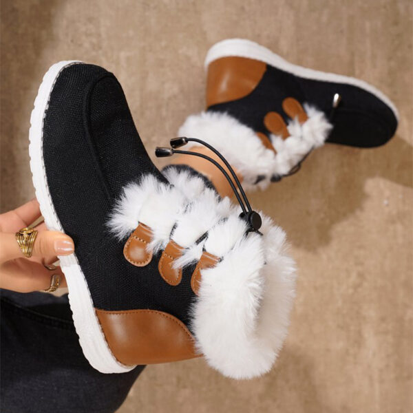 Fashion Round Toe Snow Boots Winter Warm Plush Flat Cotton Shoes Versatile Simple Short Boot For Women - Image 3