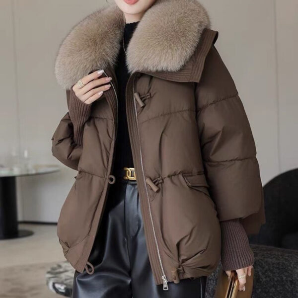 Down Cotton-padded Jacket Women's Short Fur Collar Thickened Coat Winter Clothing - Image 6