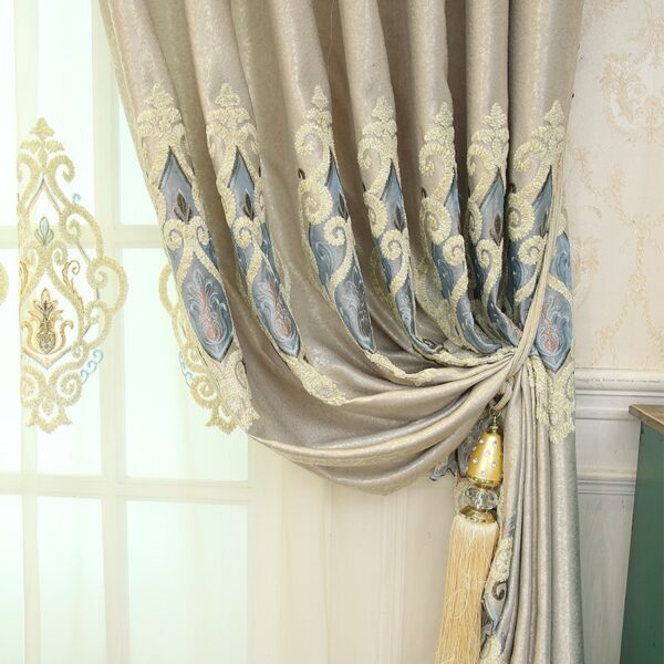 Crown European Embroidery Cloth Mesh Curtains Living Room Bedroom Simple - Image 4