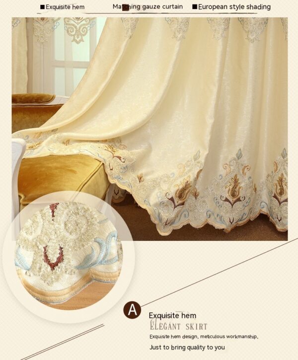 Crown European Embroidery Cloth Mesh Curtains Living Room Bedroom Simple - Image 3