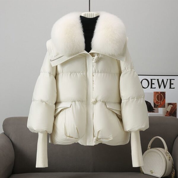 Down Cotton-padded Jacket Women's Short Fur Collar Thickened Coat Winter Clothing - Image 7