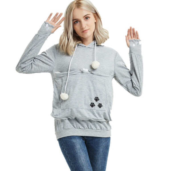 Cute Hoodies Pullover Sweatshirts With Pet Pocket For Cat Clothes Winter Women - Image 7