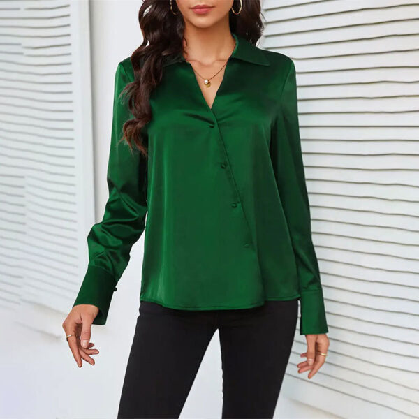 Lady Temperamental Green Silk Button Shirt - Image 3