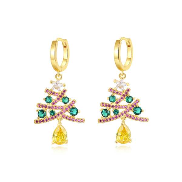 New Christmas Tree Earrings With Colorful Rhinestones Fashion Personality Shining Earrings Gift For Women Jewelry - Image 4