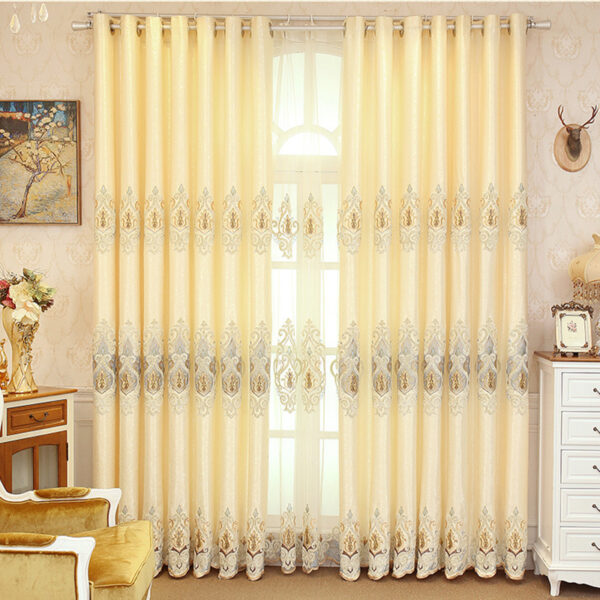 Crown European Embroidery Cloth Mesh Curtains Living Room Bedroom Simple - Image 2