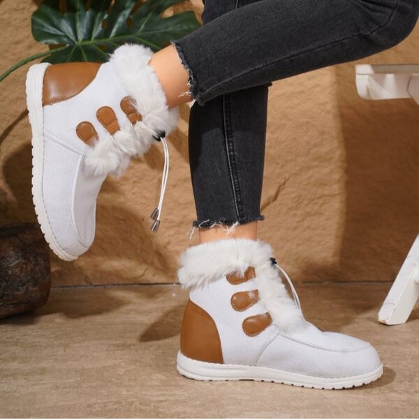 Fashion Round Toe Snow Boots Winter Warm Plush Flat Cotton Shoes Versatile Simple Short Boot For Women - Image 4