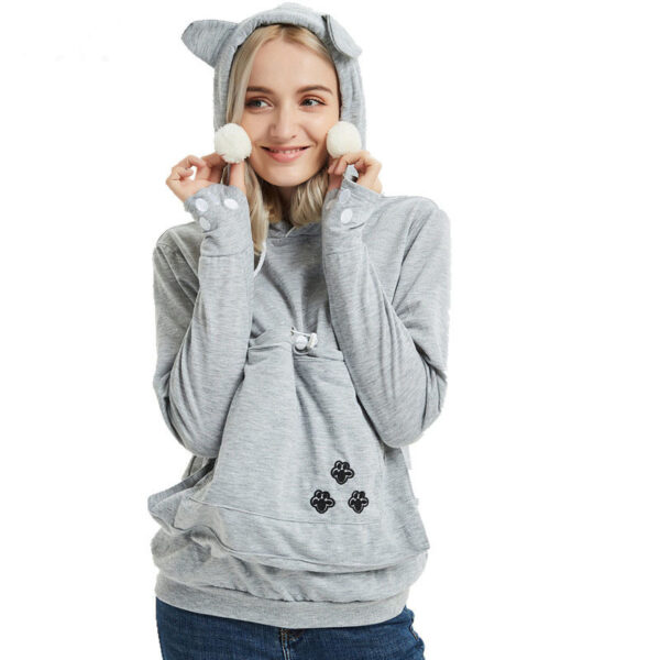 Cute Hoodies Pullover Sweatshirts With Pet Pocket For Cat Clothes Winter Women - Image 3