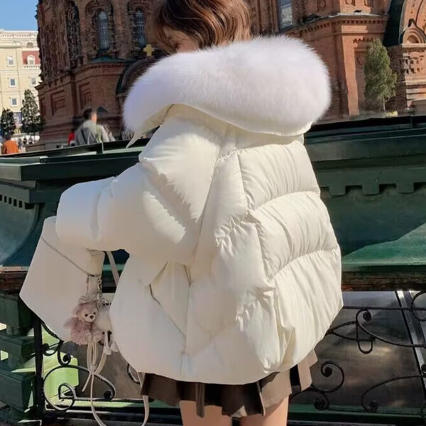 Down Cotton-padded Jacket Women's Short Fur Collar Thickened Coat Winter Clothing - Image 5