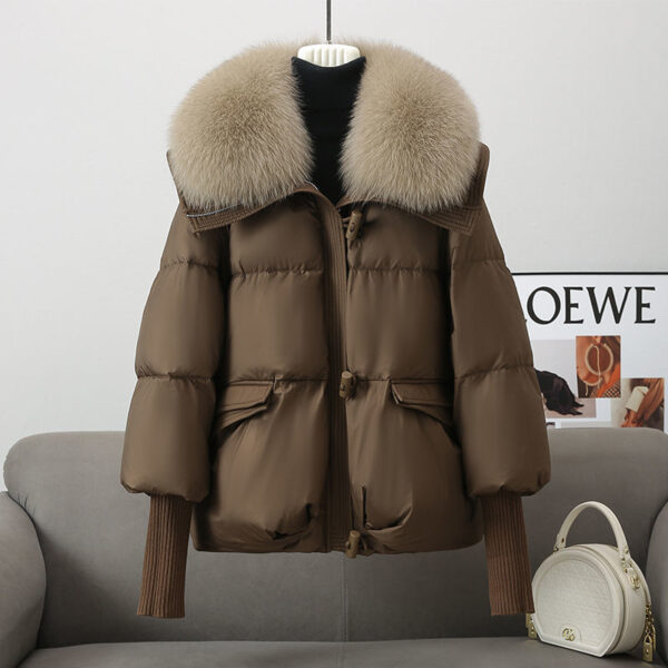 Down Cotton-padded Jacket Women's Short Fur Collar Thickened Coat Winter Clothing - Image 8