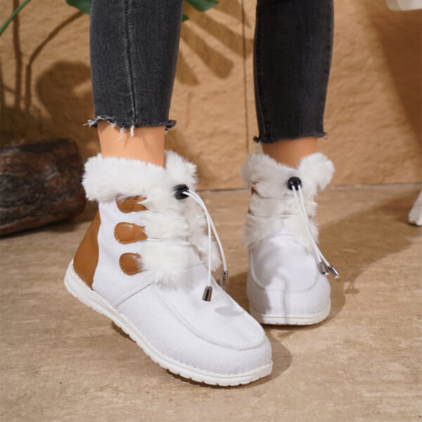 Fashion Round Toe Snow Boots Winter Warm Plush Flat Cotton Shoes Versatile Simple Short Boot For Women - Image 2