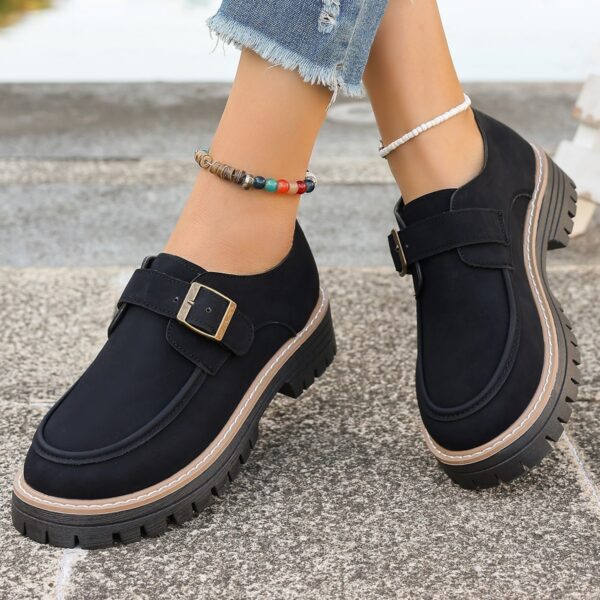 Fashion Buckle Loafers For Women British Style Height-increasing Thick-soled Casual Shoes - Image 6