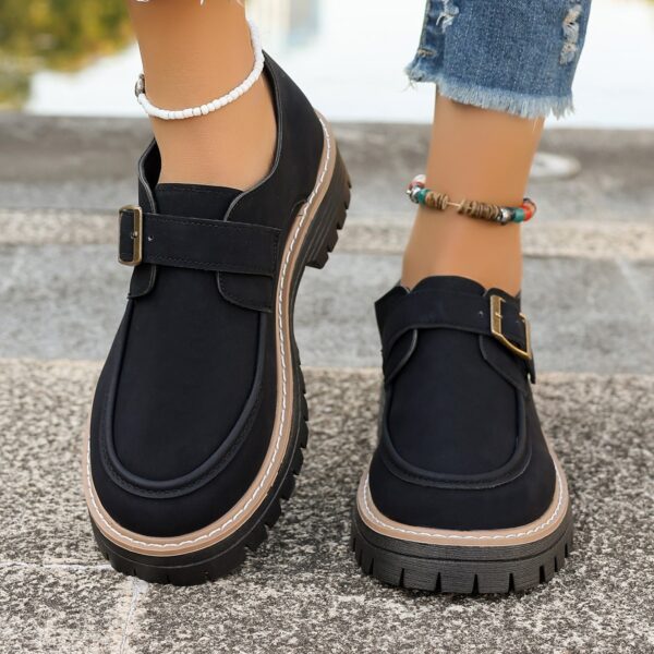 Fashion Buckle Loafers For Women British Style Height-increasing Thick-soled Casual Shoes - Image 2