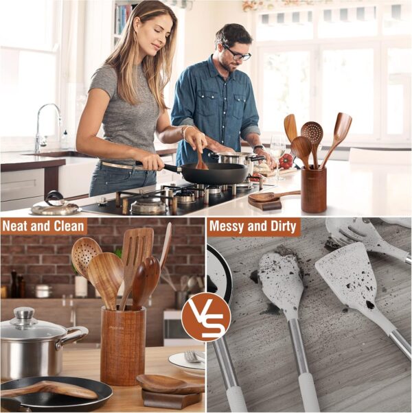 cooking utensil set wooden