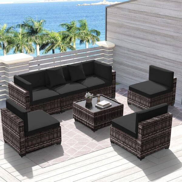 7 Piece Outdoor Patio Furniture Set, Outdoor Sectional Furniture, - Image 7