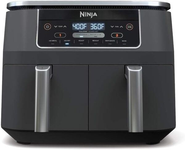 Ninja DZ201 DualZone Air Fryer with 2 Baskets – 6-in-1 Smart Cooking