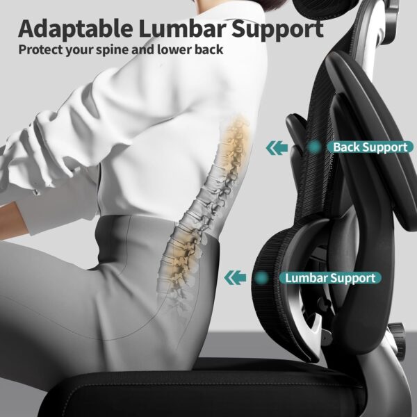 Office Chair Ergonomic Desk Chair, 330 LBS Home Mesh Office Desk Chairs with Wheels, - Image 4