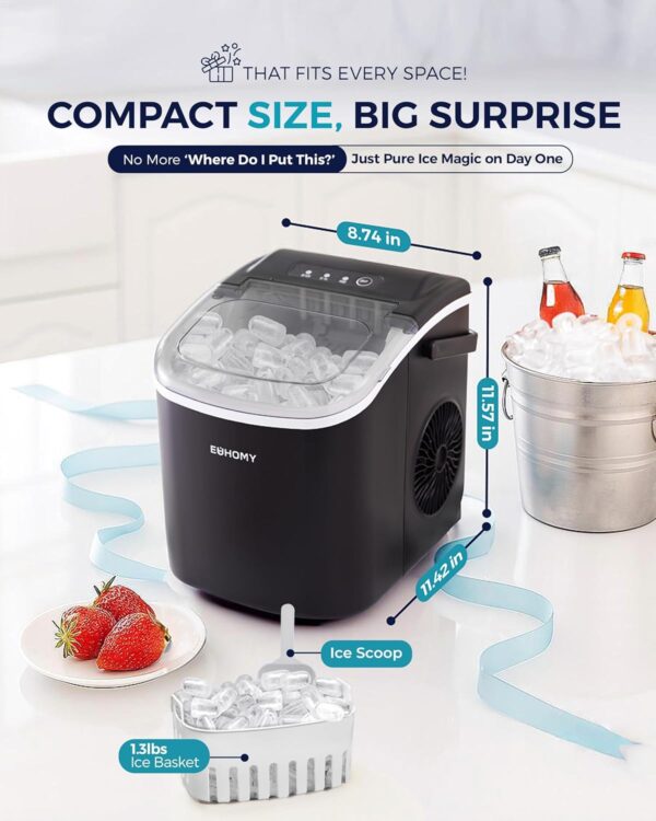 EUHOMY Countertop Ice Maker Machine with Handle - Image 2