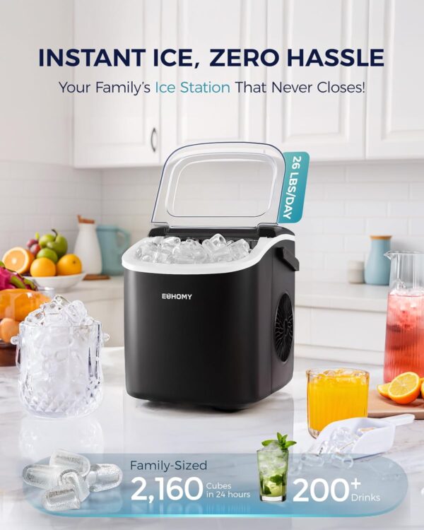 EUHOMY Countertop Ice Maker Machine with Handle - Image 3