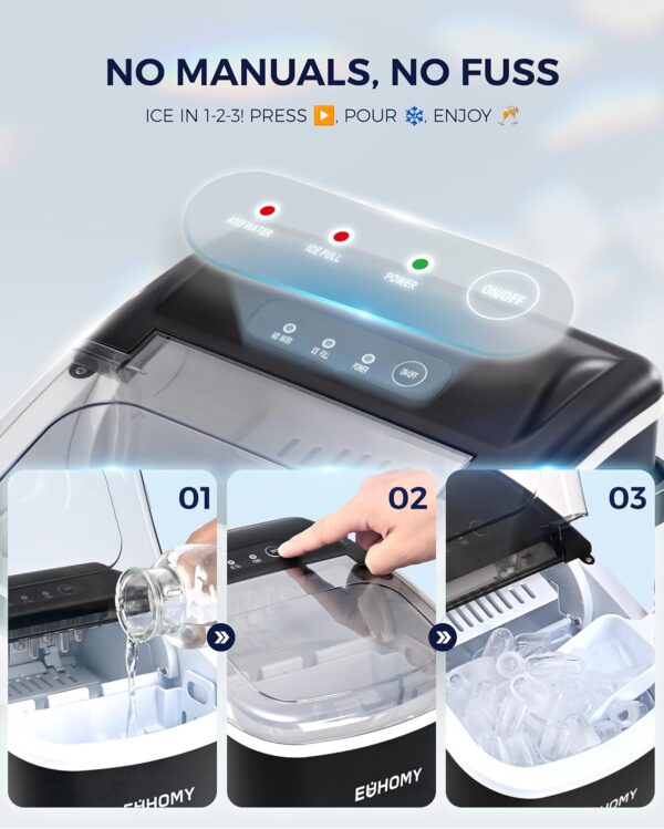 EUHOMY Countertop Ice Maker Machine with Handle - Image 6